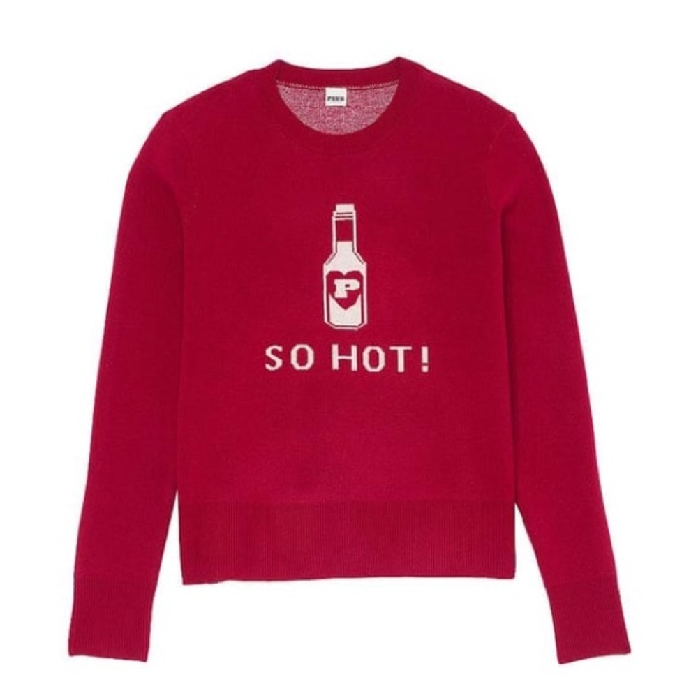 PINK Victoria's Secret Red 'So Hot!' Crewneck Sweater S - Picture 3 of 8